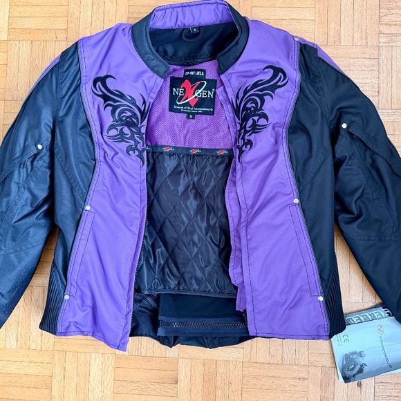 NexGen Women’s CE Armored Motorcycle Jacket. S Purple/Black | Vented, Reflective - Picture 7 of 16